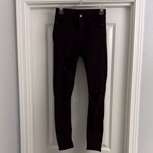 Topshop Black Distressed Skinny Jeans